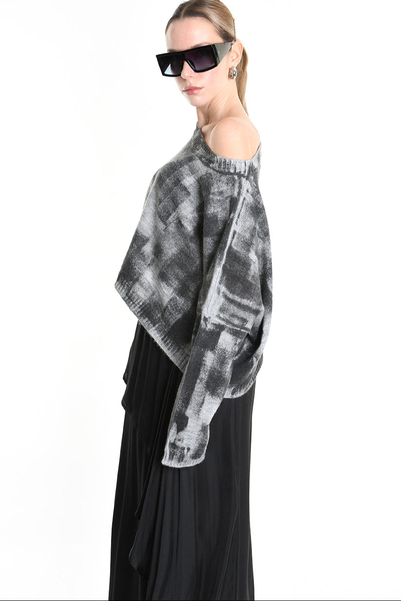 4K W5134 CROPPED OVERSIZED KNITWEAR Gauge 7 Gre LA HAINE INSIDE US