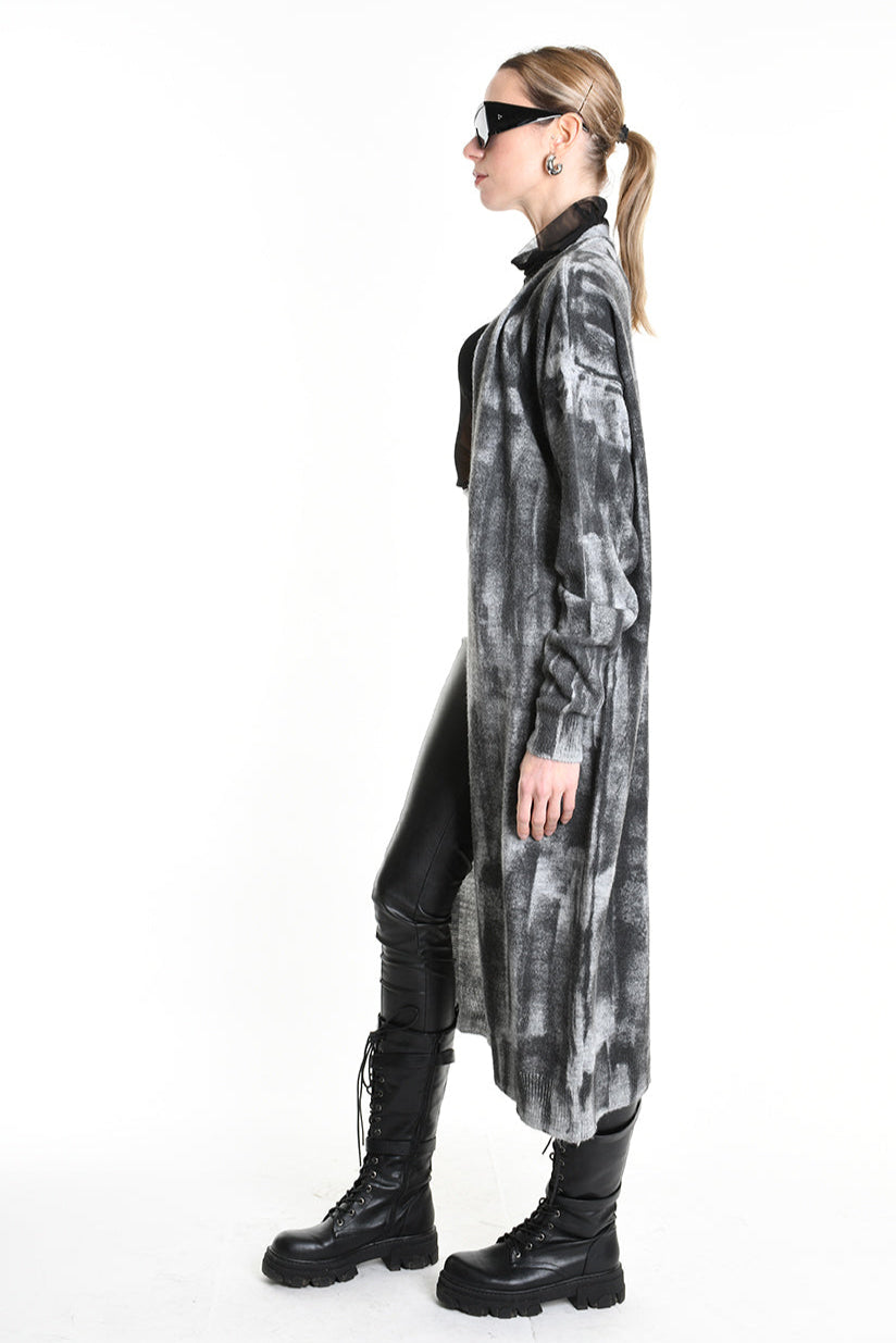 4K W5137 LONG CARDIGAN in Knit Gauge 7 Grey LA HAINE INSIDE US