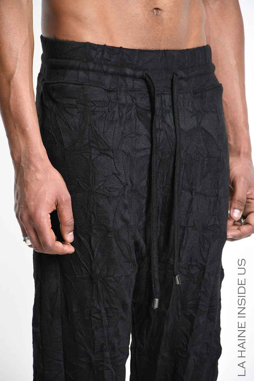 4M W5445 TROUSERS Regular Low-Crotch in Wrinkled Jersey UNISEX M Black