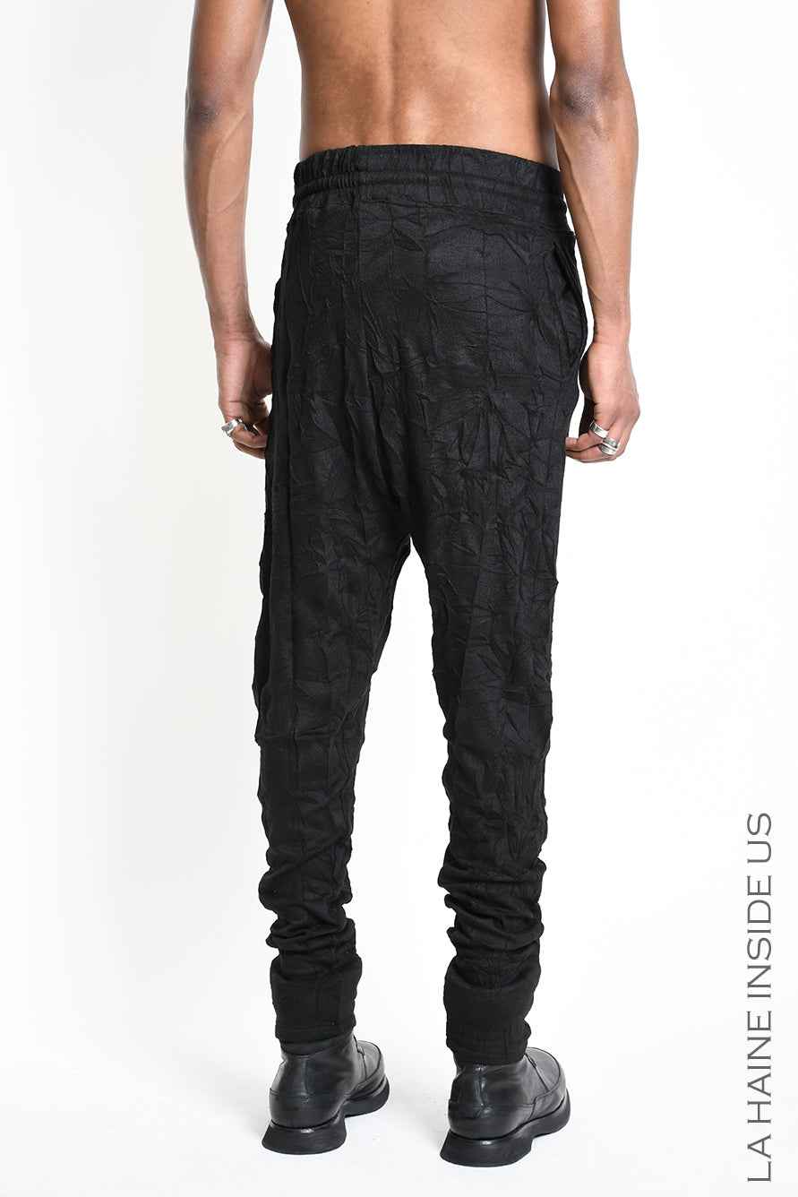4M W5445 TROUSERS Regular Low-Crotch in Wrinkled Jersey UNISEX M Black