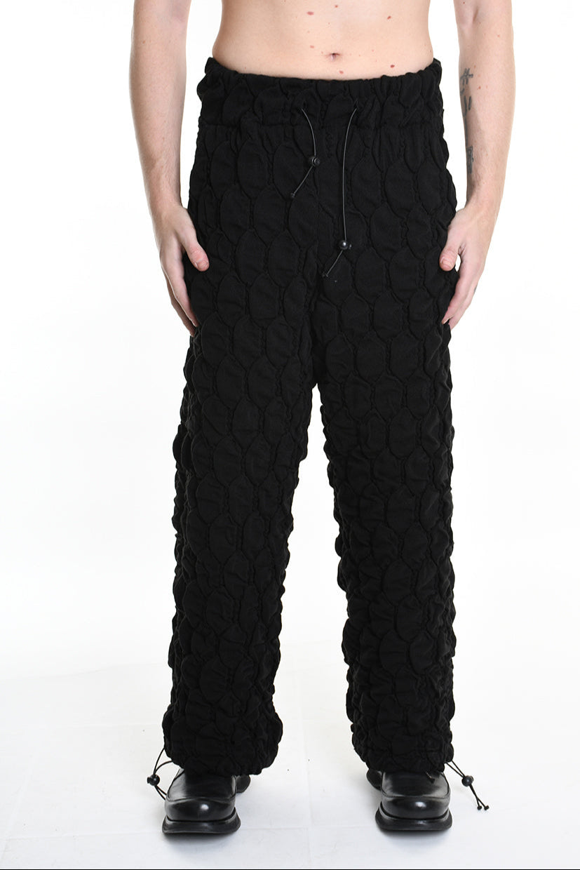 4M W5199 TROUSER Over Wide Fit Embossed Jersey UNISEX U Black LA HAINE INSIDE US