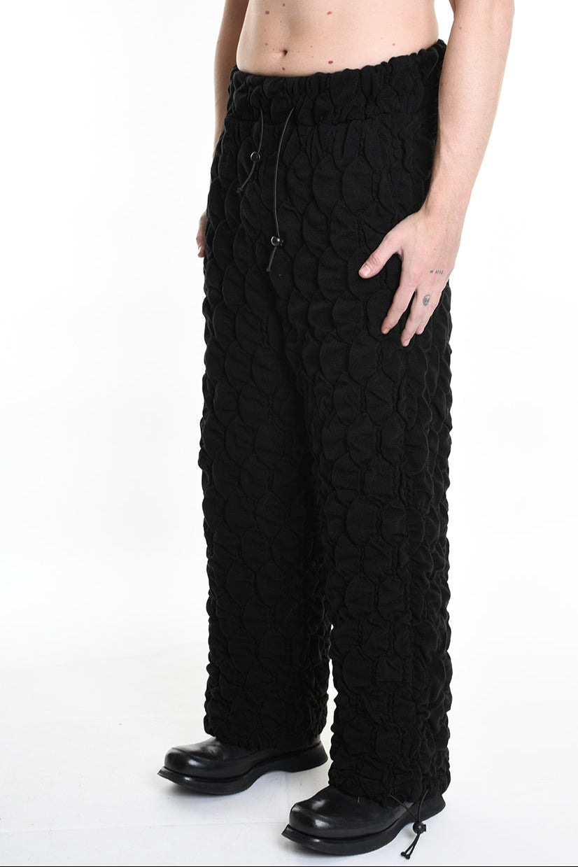 4M W5199 TROUSER Over Wide Fit Embossed Jersey UNISEX U Black LA HAINE INSIDE US