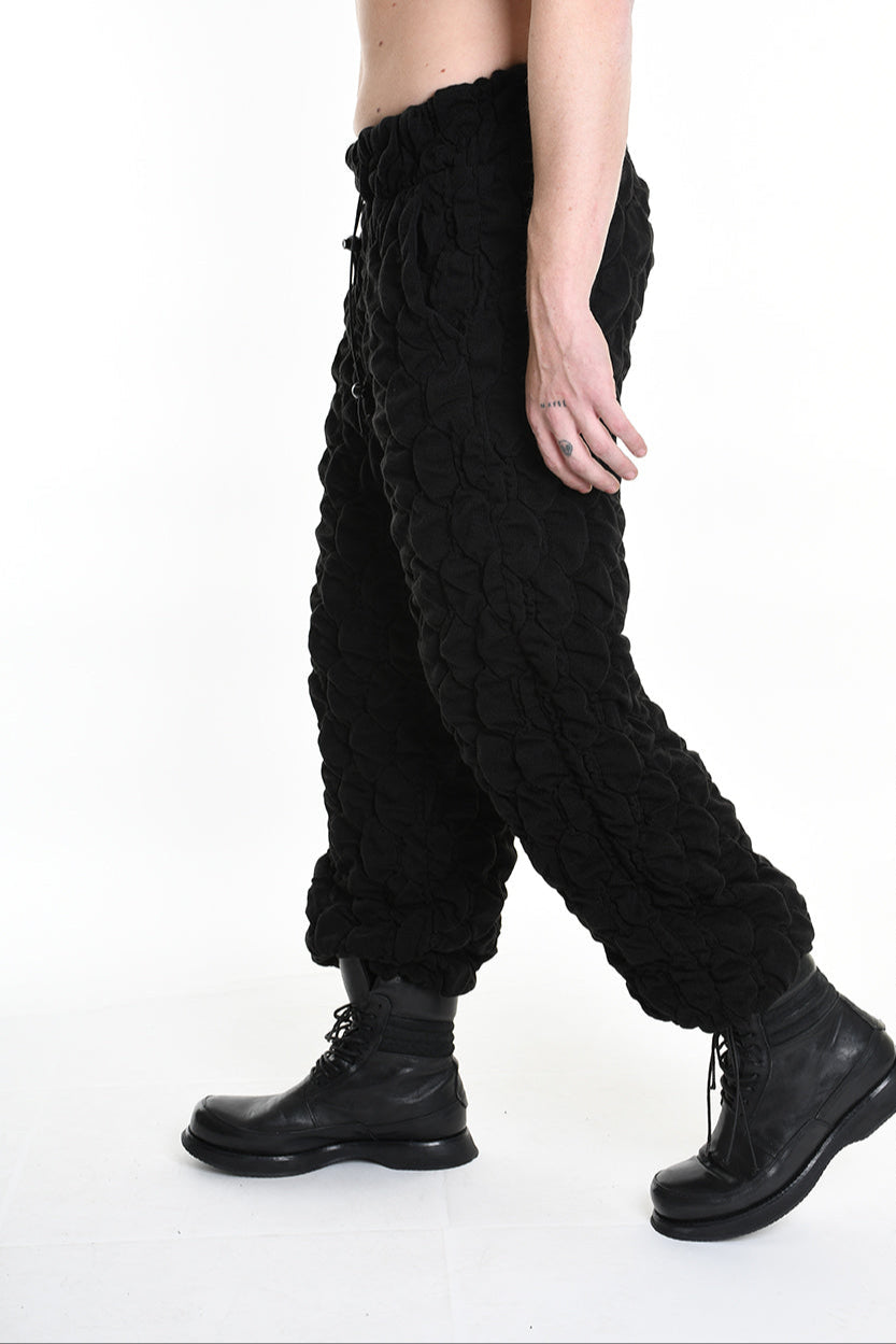 4M W5199 TROUSER Over Wide Fit Embossed Jersey UNISEX U Black LA HAINE INSIDE US