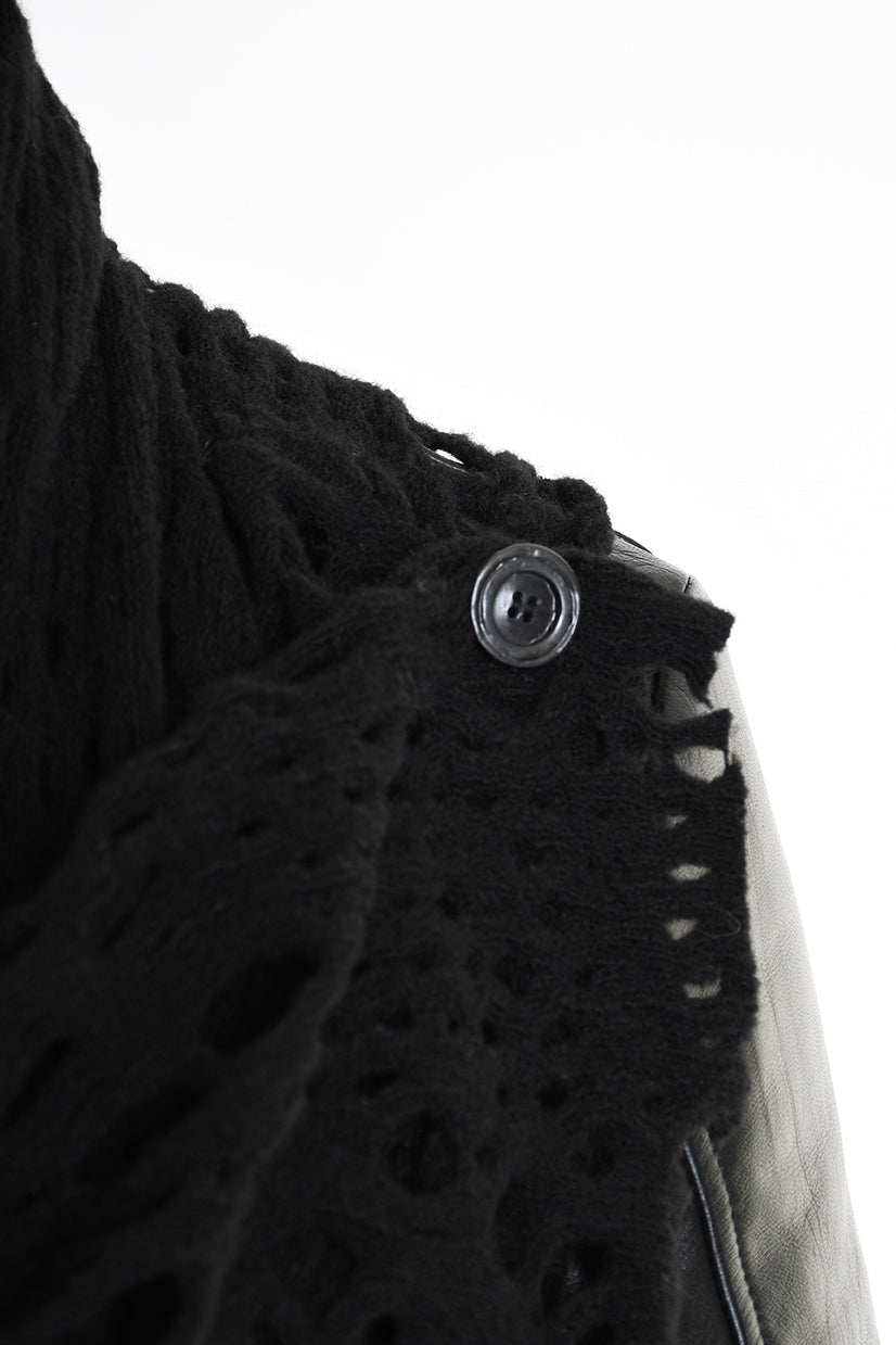 4M W5200 OVERSIZED ASYMMETRICAL VEST in Openwork Wool Blend UNISEX U Black Ask ChatGPT LA HAINE INSIDE US