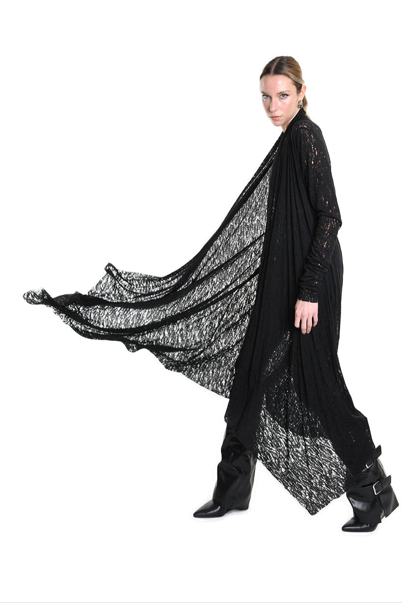 4M W5203 CARDIGAN in Viscose Wool UNISEX U Black LA HAINE INSIDE US