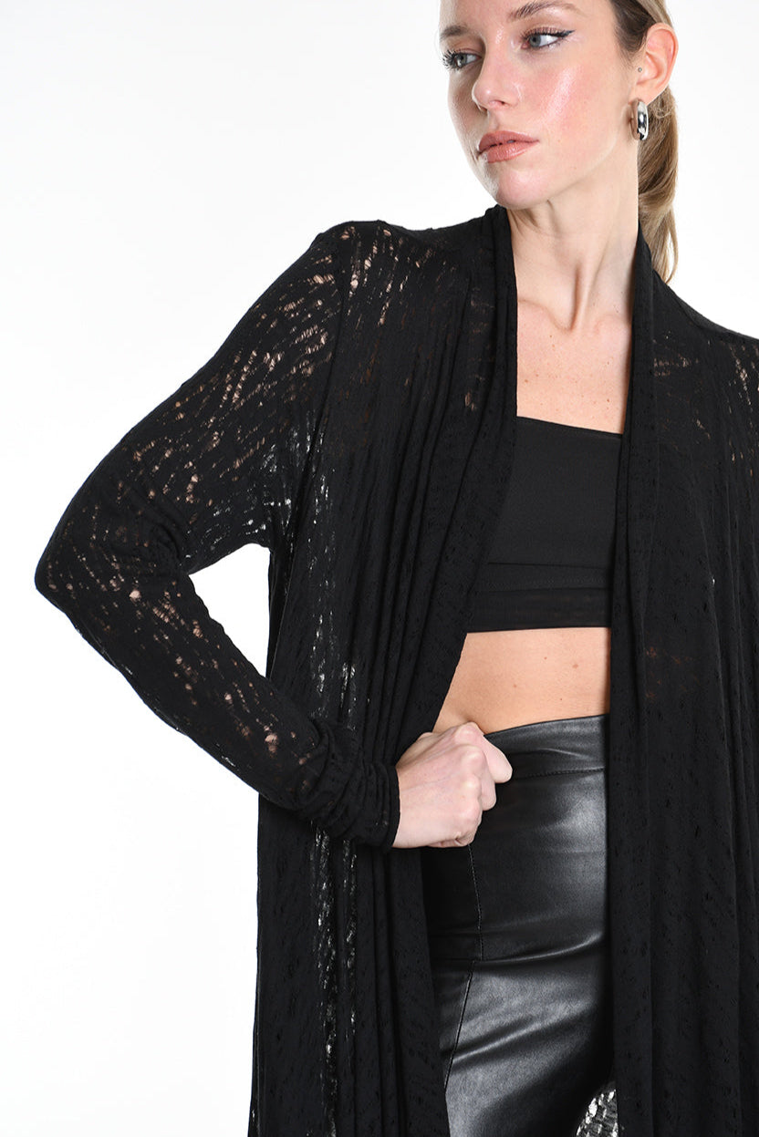 4M W5203 CARDIGAN in Viscose Wool UNISEX U Black LA HAINE INSIDE US