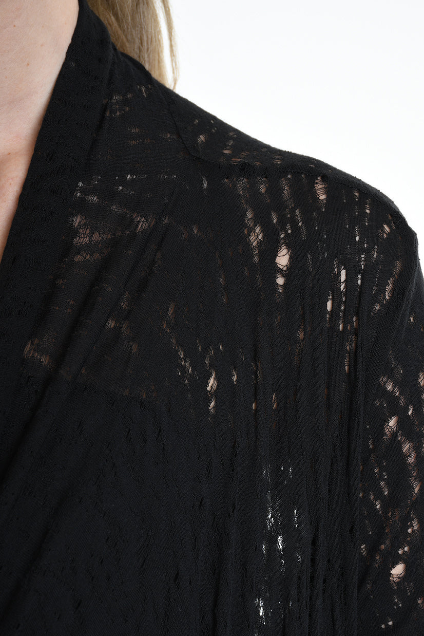 4M W5203 CARDIGAN in Viscose Wool UNISEX U Black LA HAINE INSIDE US