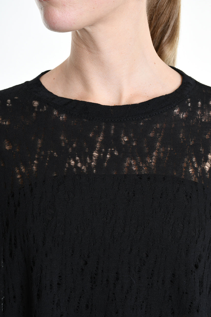 4M W5205 SWEATER Over Crop Viscose Wool Black LA HAINE INSIDE US