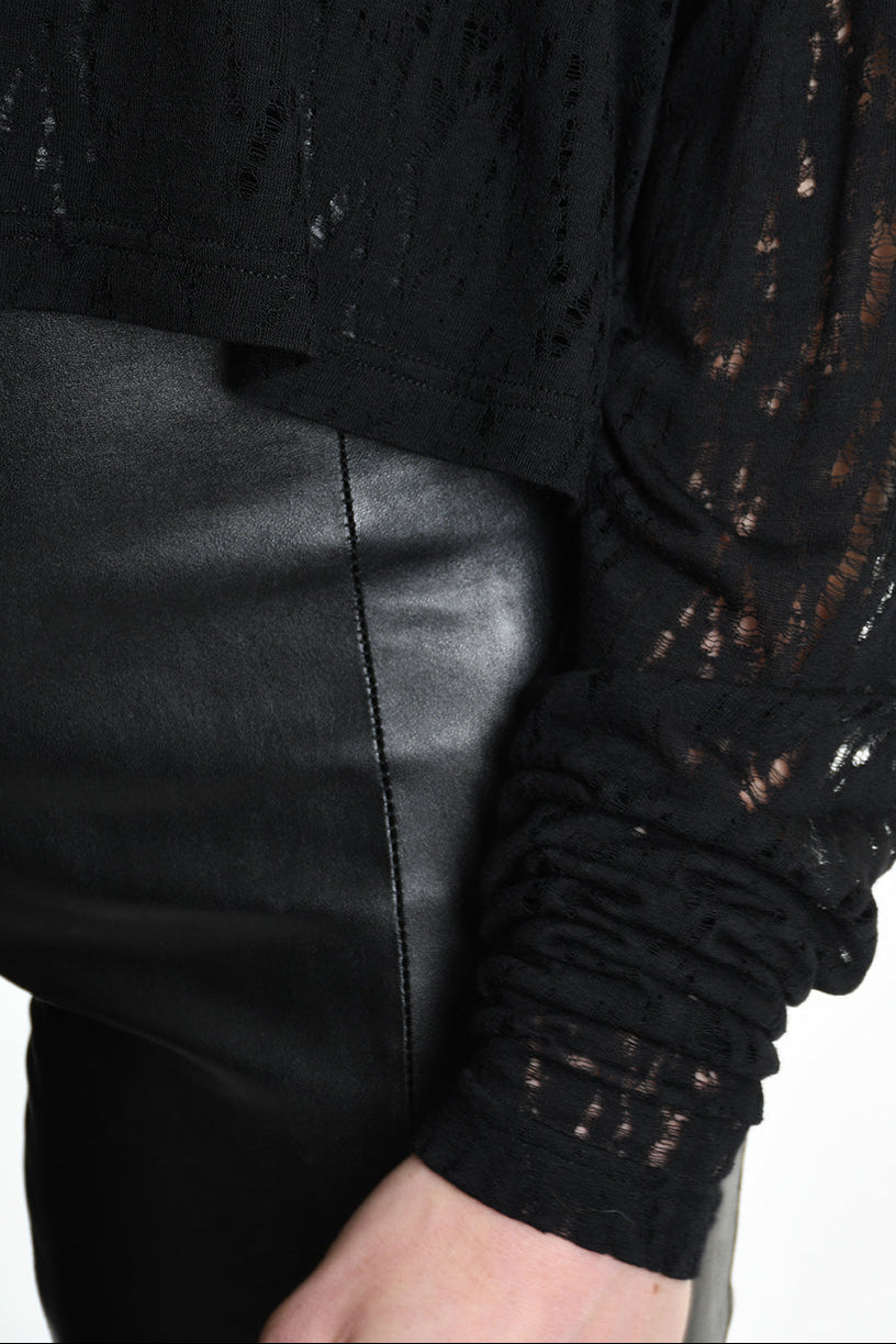 4M W5205 SWEATER Over Crop Viscose Wool Black LA HAINE INSIDE US