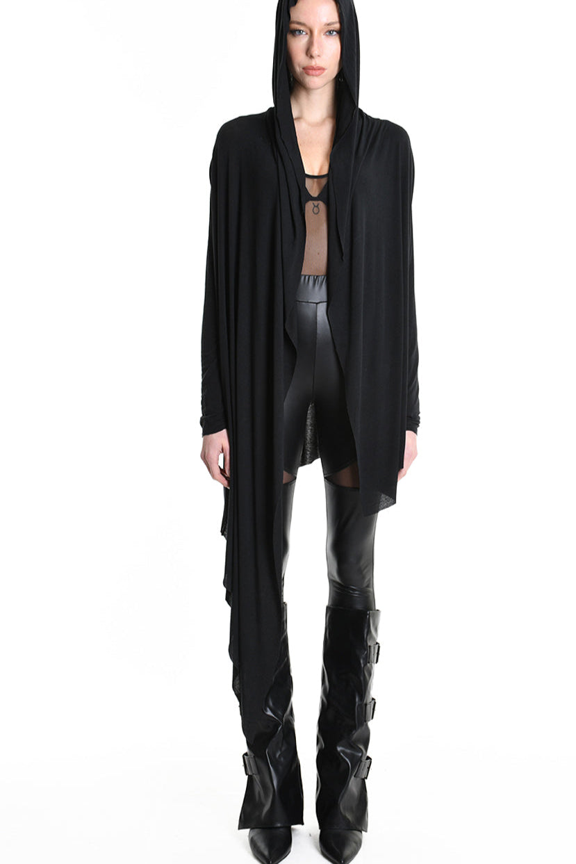 4M W5207 ASYMMETRICAL CARDIGAN in Modal Cashmere Black LA HAINE INSIDE US