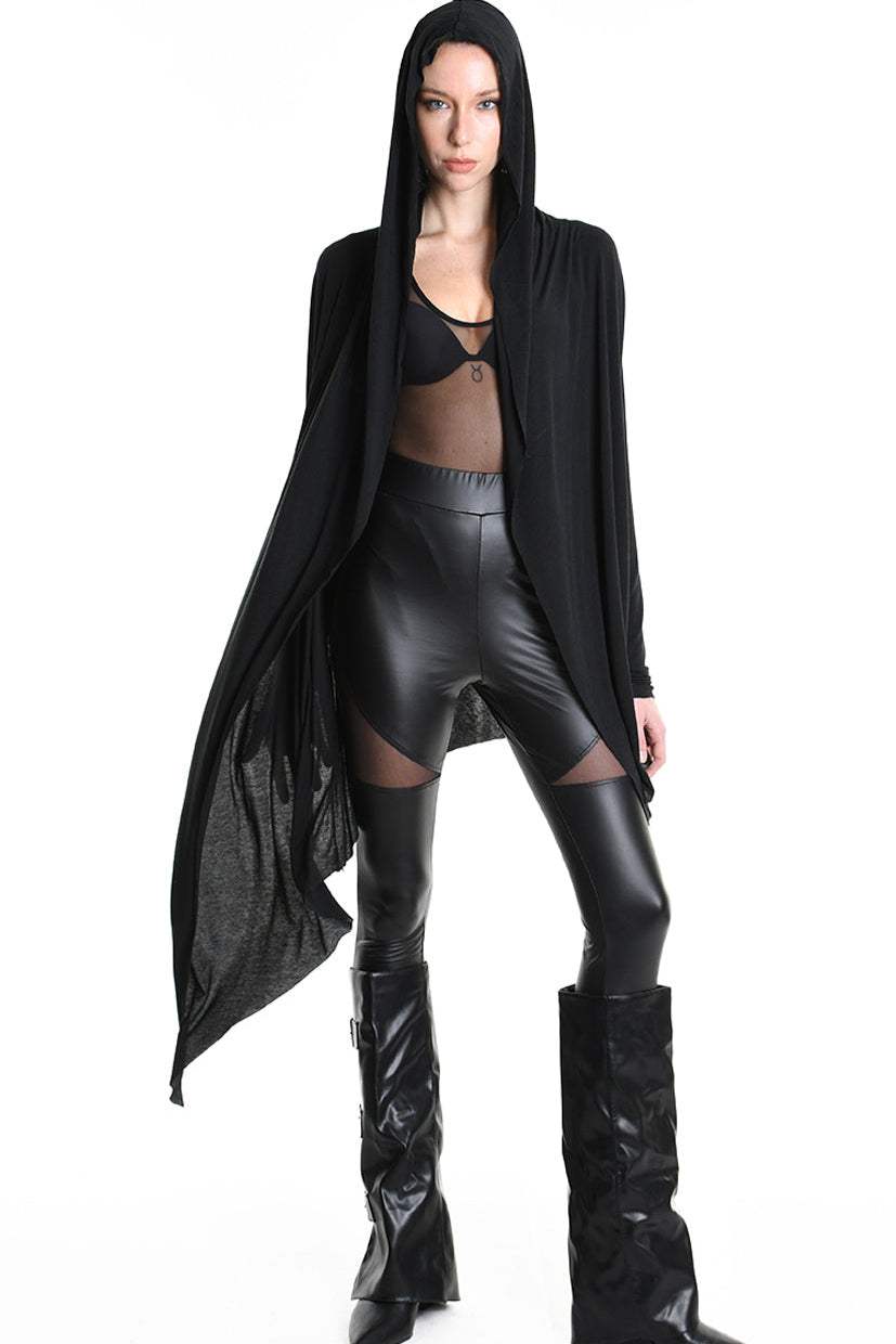 4M W5207 ASYMMETRICAL CARDIGAN in Modal Cashmere Black LA HAINE INSIDE US