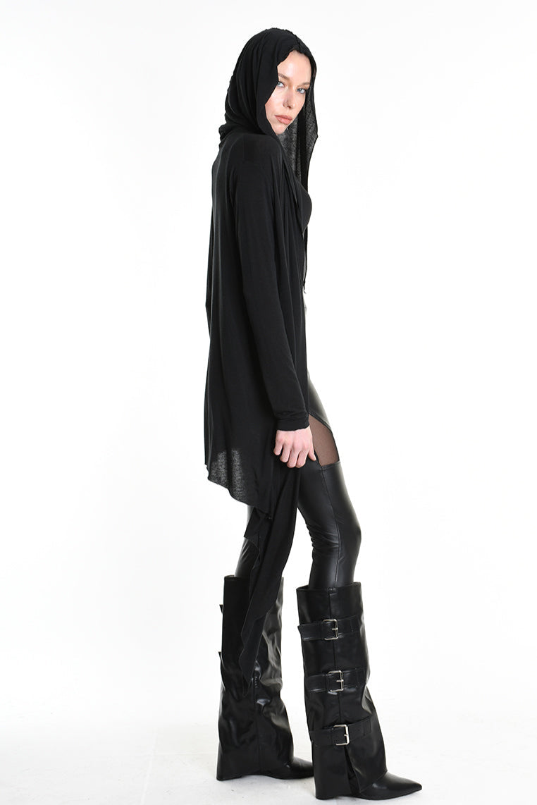 4M W5207 ASYMMETRICAL CARDIGAN in Modal Cashmere Black LA HAINE INSIDE US