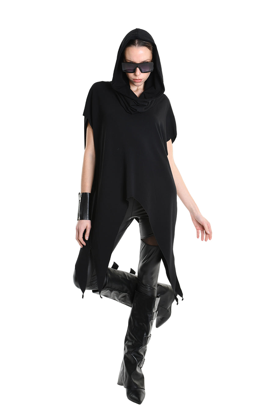 4M W5208 SWEATER Over Asymmetric Jersey Bamboo Black LA HAINE INSIDE US