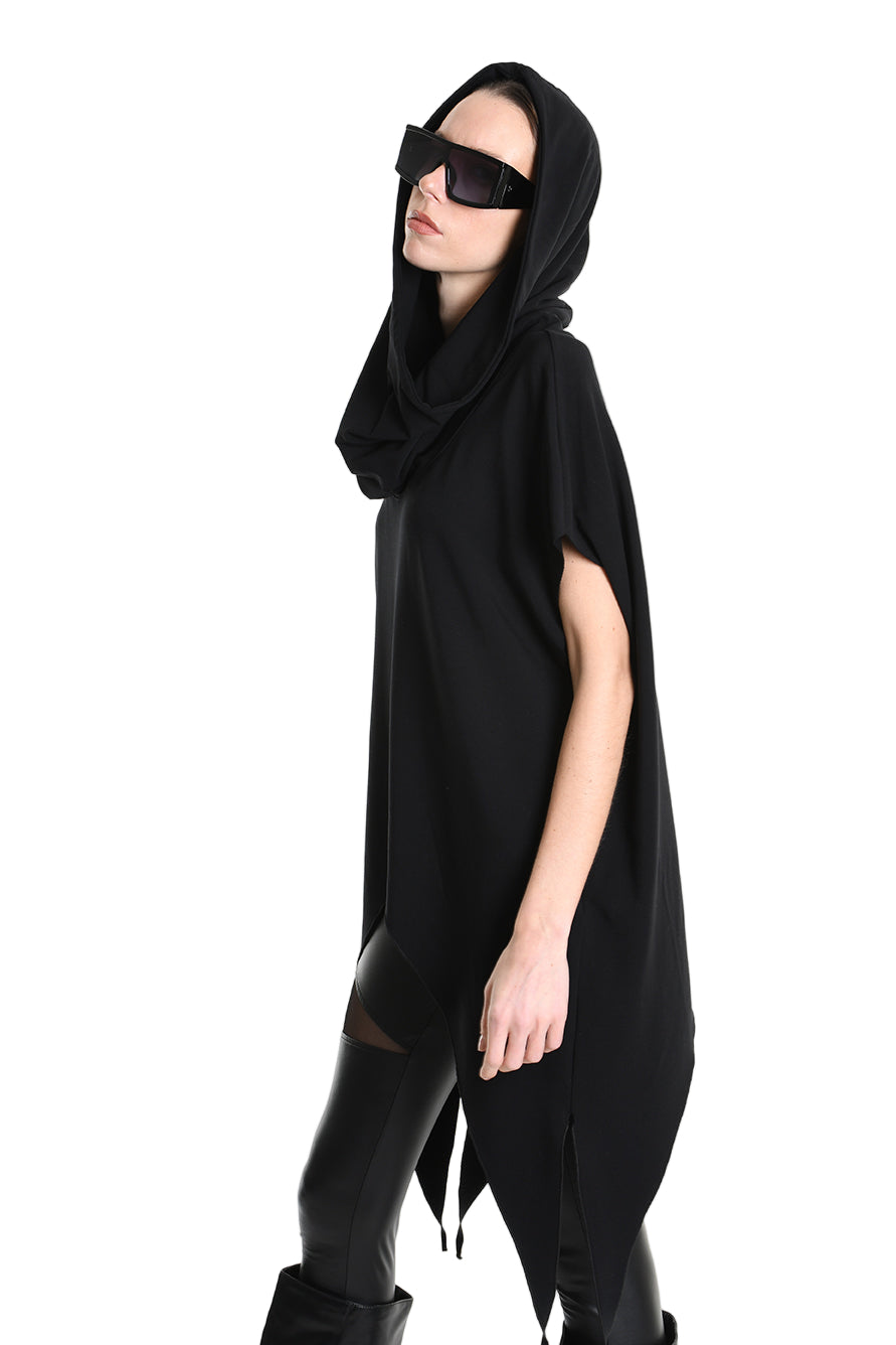 4M W5208 SWEATER Over Asymmetric Jersey Bamboo Black LA HAINE INSIDE US