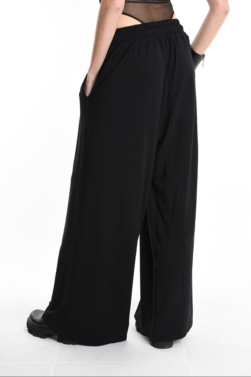 4M W5250 TROUSER Wide Fit Jersey Bamboo Black WOMAN LA HAINE INSIDE US