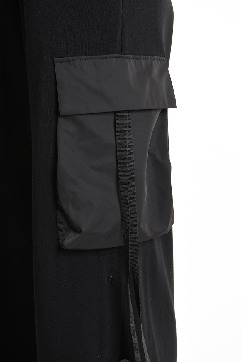 4M W5251 TROUSER Wide Fit Fleece Stretch & Nylon Black WOMAN LA HAINE INSIDE US