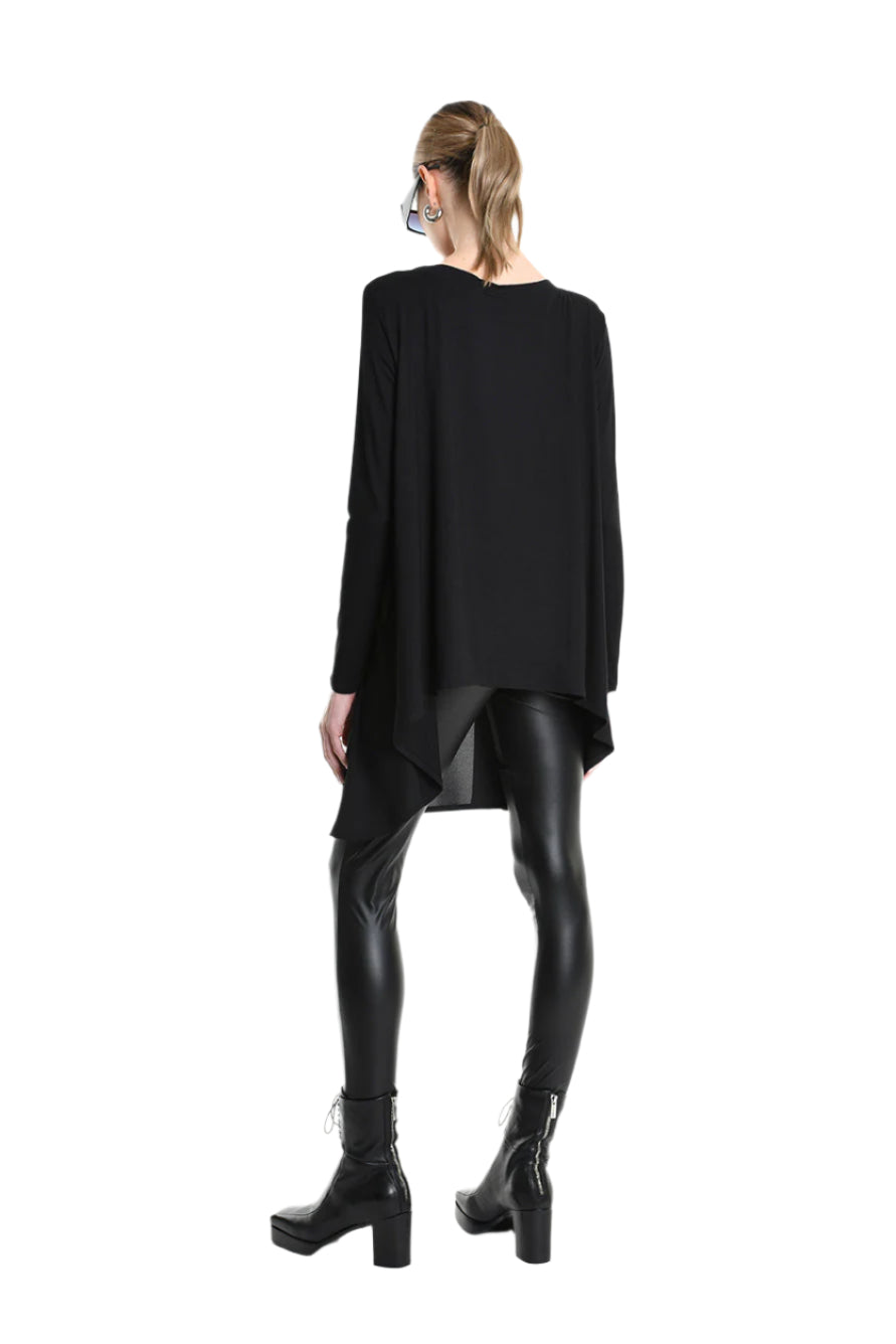 4M W5253 SWEATER Over Asymmetric Georgette & Viscose Black LA HAINE INSIDE US