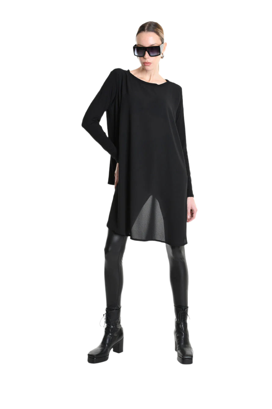 4M W5253 SWEATER Over Asymmetric Georgette & Viscose Black LA HAINE INSIDE US