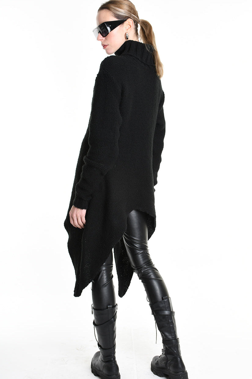 4M W5258 ASYMMETRICAL KNITWEAR Gauge 3 Black LA HAINE INSIDE US