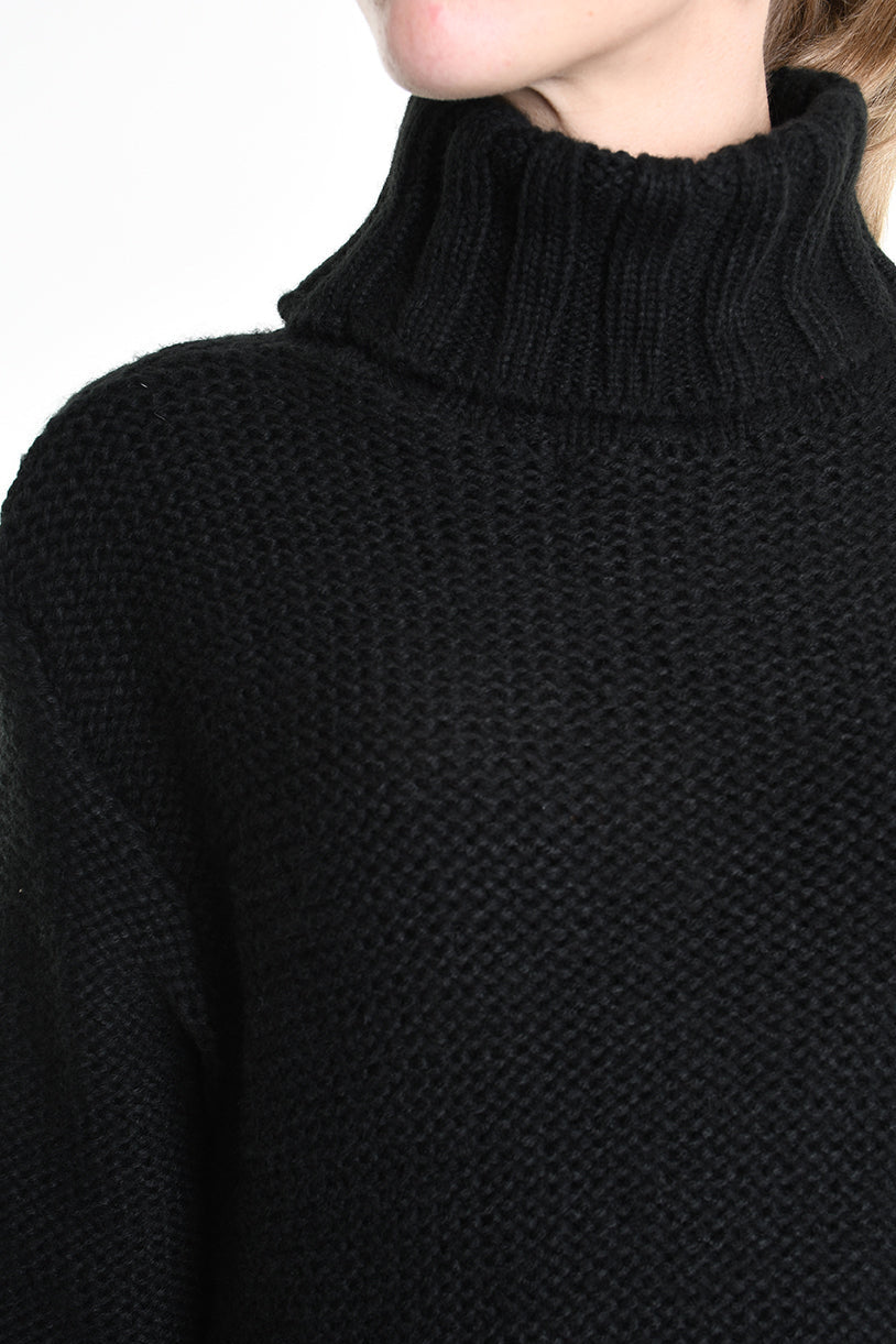 4M W5258 ASYMMETRICAL KNITWEAR Gauge 3 Black LA HAINE INSIDE US