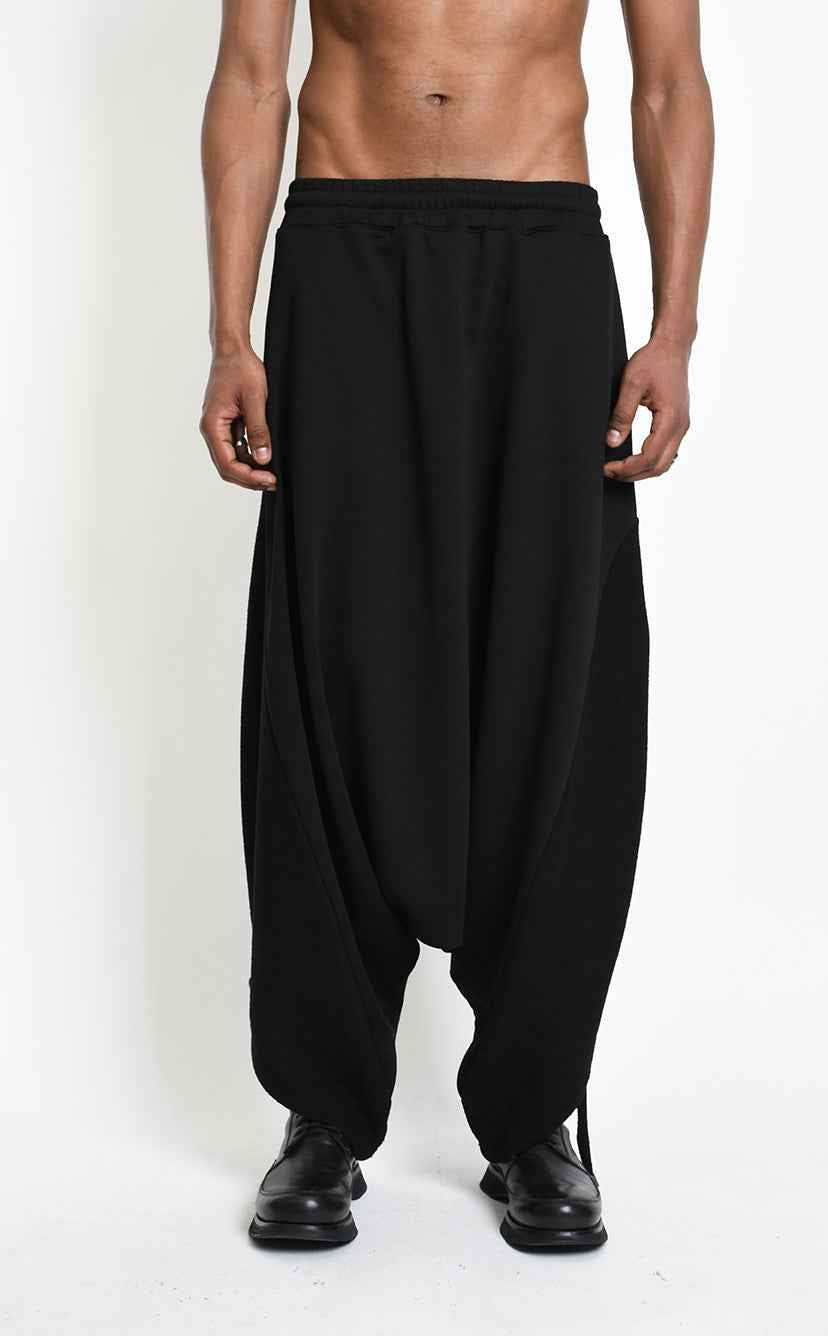 4M W5453 TROUSERS Oversized Baggy Stretch Fleece UNISEX M Black