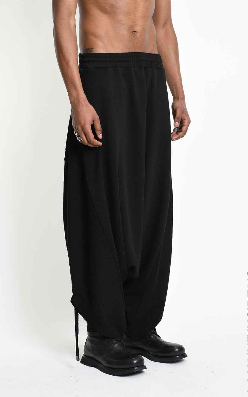 4M W5453 TROUSERS Oversized Baggy Stretch Fleece UNISEX M Black
