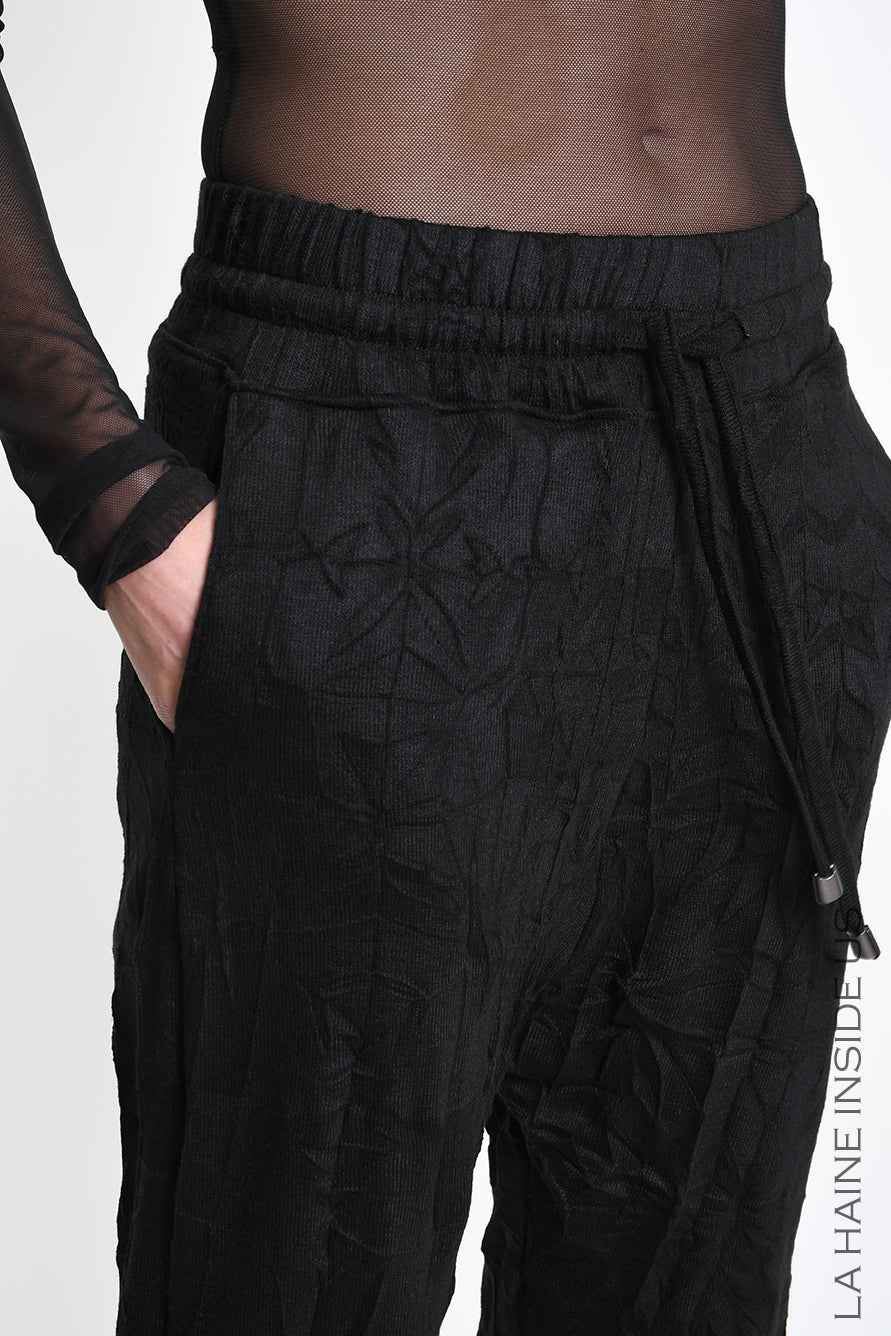 4M W5445 TROUSERS Regular Low-Crotch in Wrinkled Jersey UNISEX M Black