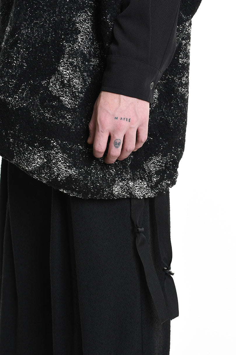 4P W5215 CAPE Asimmetric Hemp-Blend Jacquard Cloth UNISEX D Black LA HAINE INSIDE US