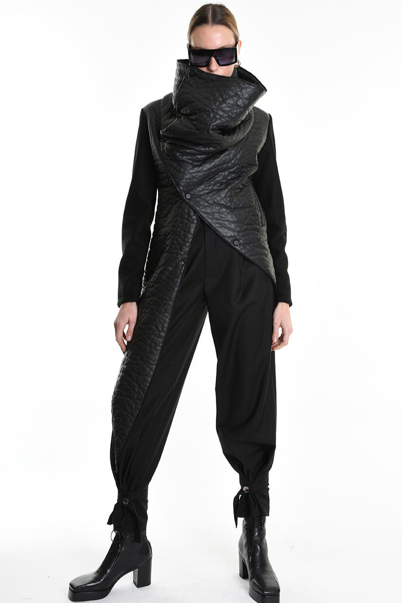 4P W5218 JACKET Eco Leather Cloth & Wool Black LA HAINE INSIDE US