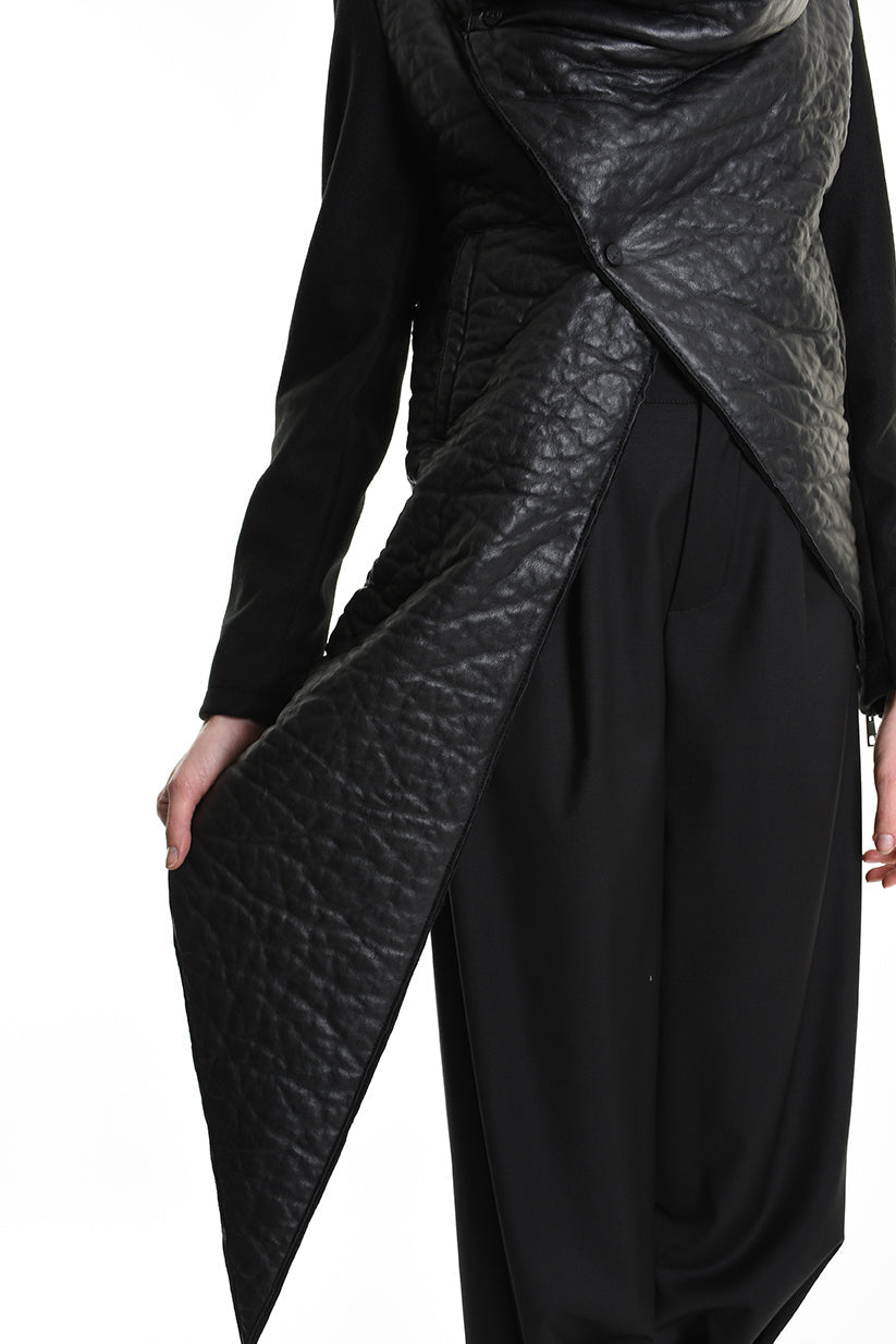 4P W5218 JACKET Eco Leather Cloth & Wool Black LA HAINE INSIDE US