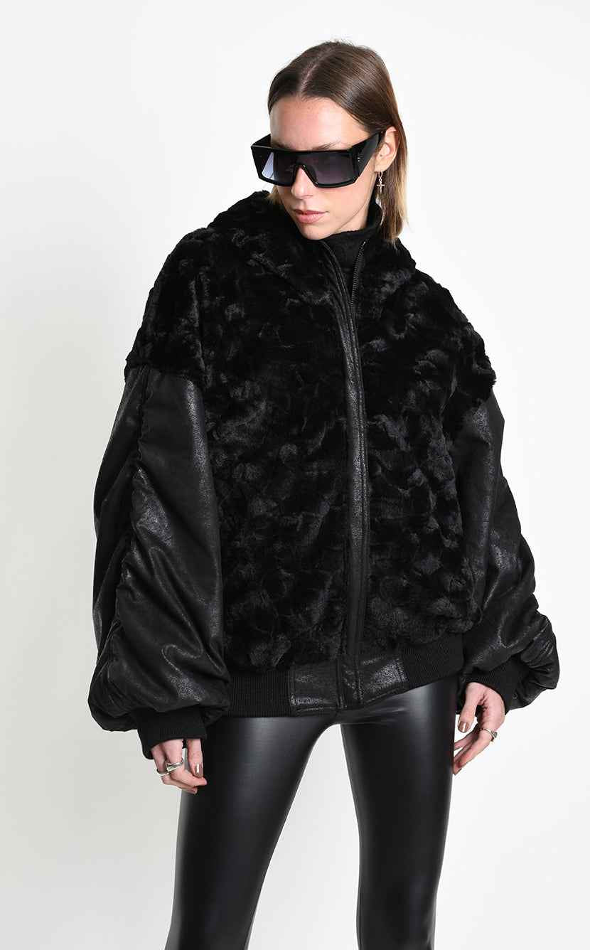 4P W5524 SPORT JACKET Over Faux Suede Doubleface & Lined Black