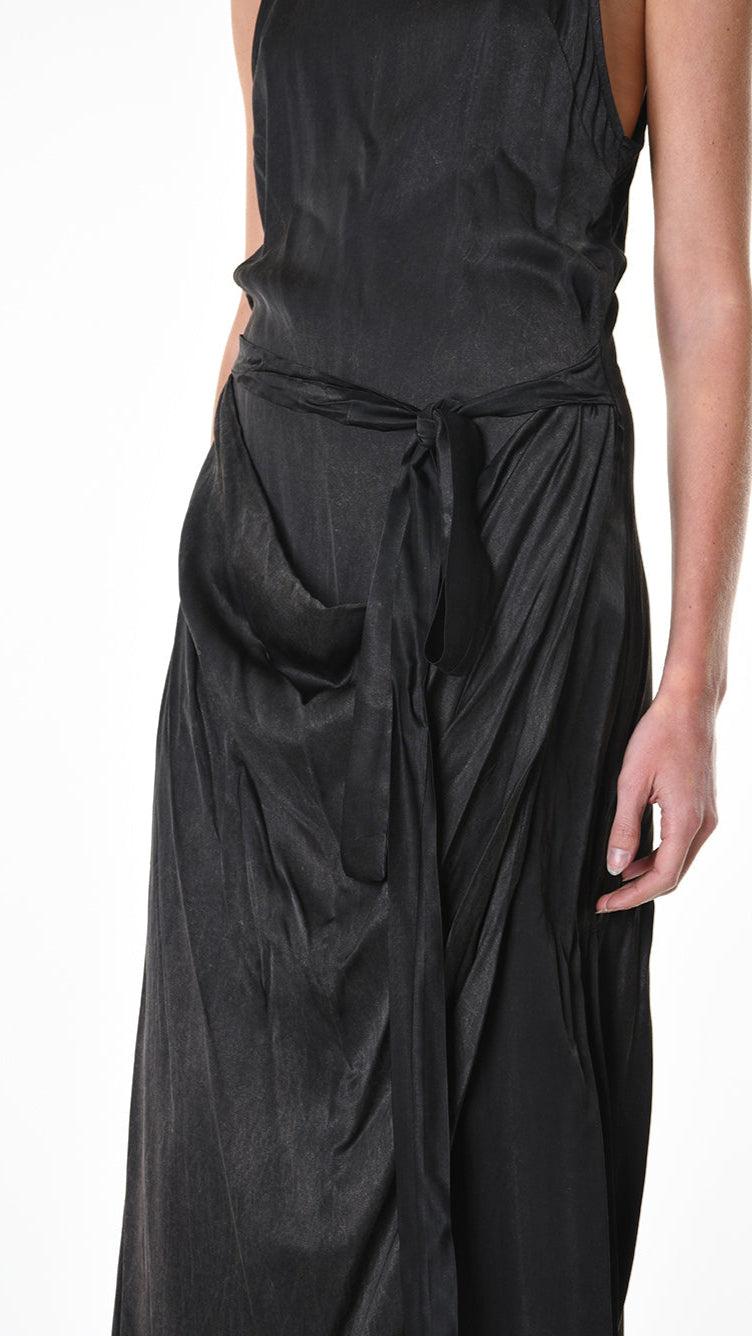 A34R LW90425 DRESS Satin Viscose Dyed Black