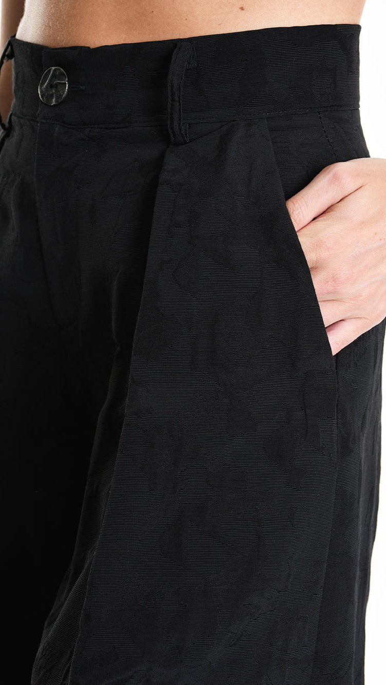 A34R W500025 TROUSER Wide Cotton Jacquard Black