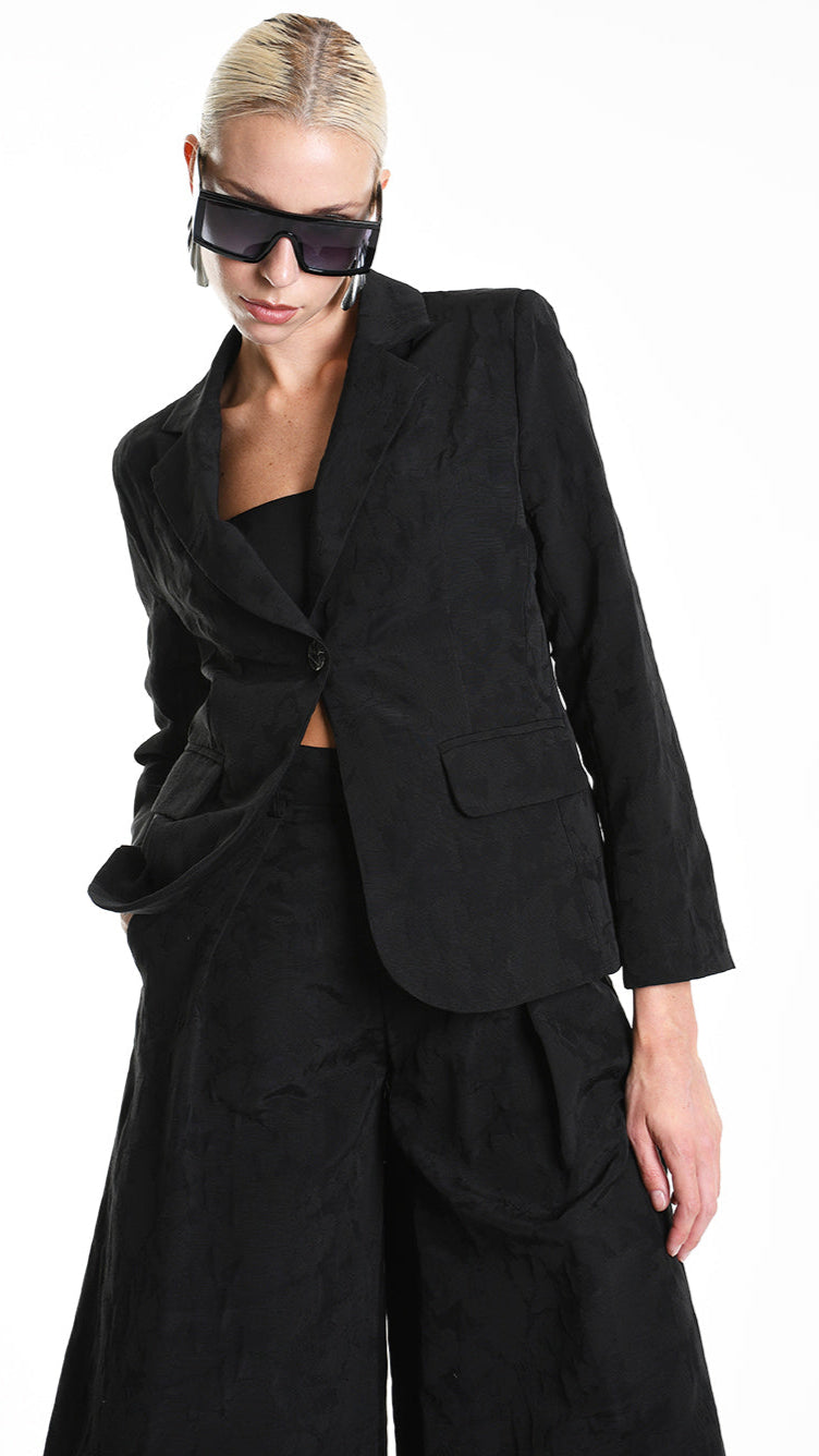 A34R W500125 JACKET Regular Cotton Jacquard Black