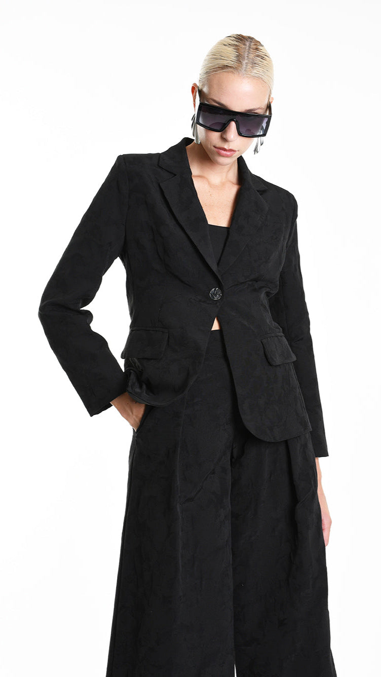 A34R W500125 JACKET Regular Cotton Jacquard Black