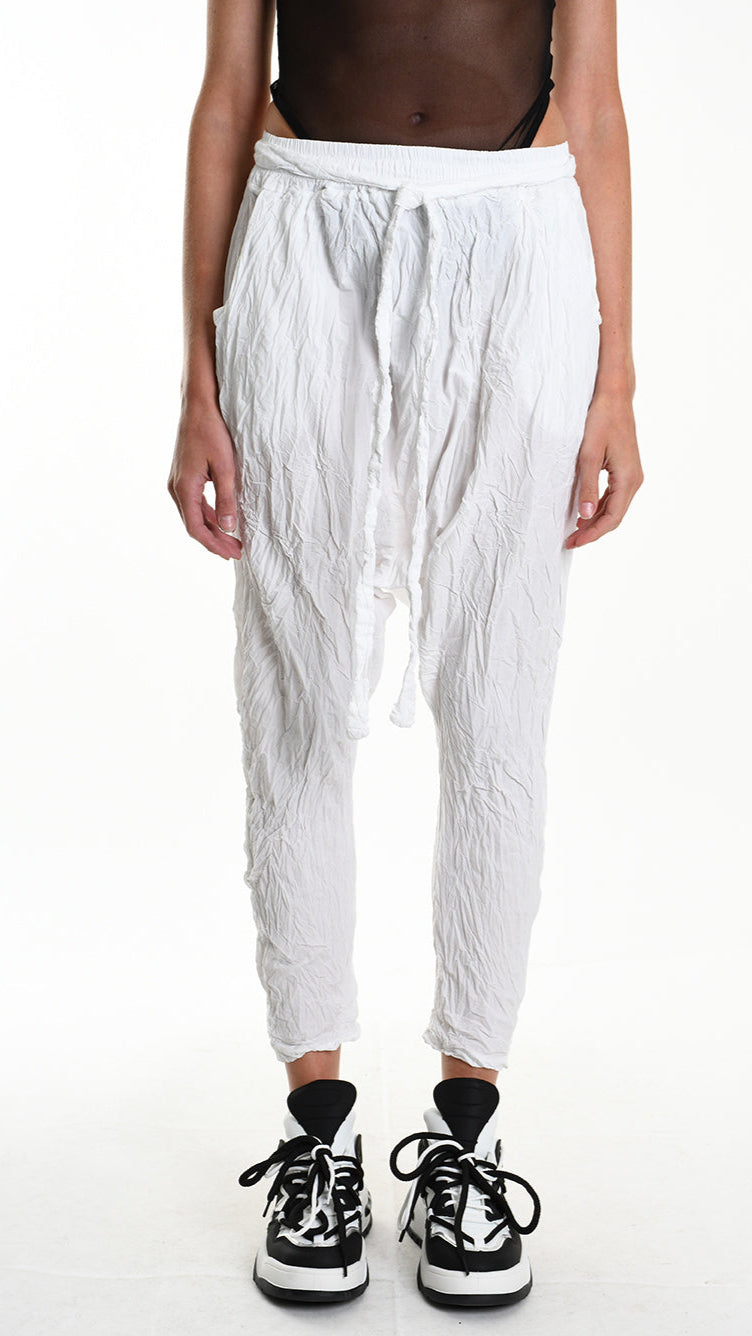 A34R W504125 TROUSER Over Cotton Organic Crumpled White