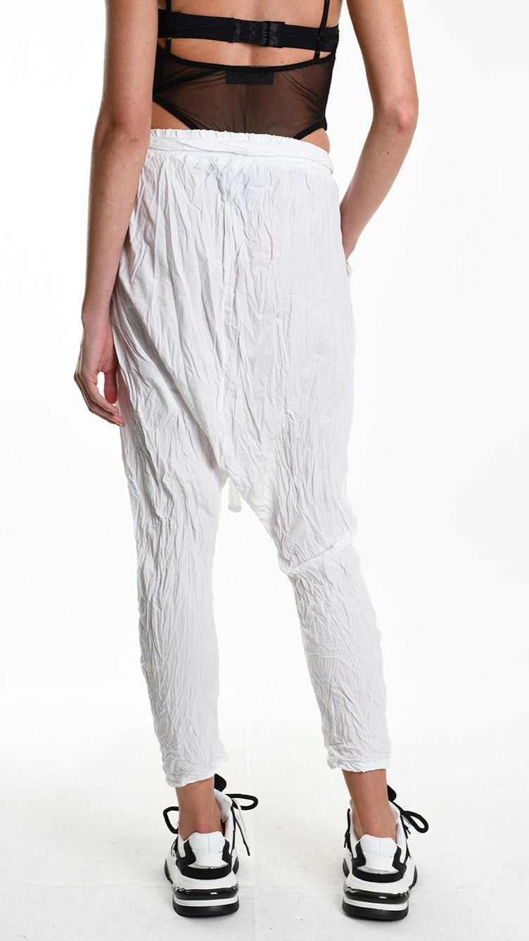 A34R W504125 TROUSER Over Cotton Organic Crumpled White