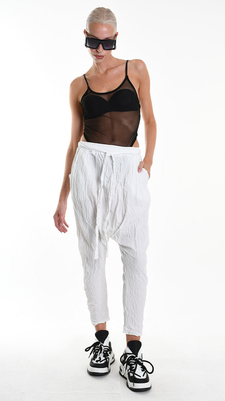 A34R W504125 TROUSER Over Cotton Organic Crumpled White