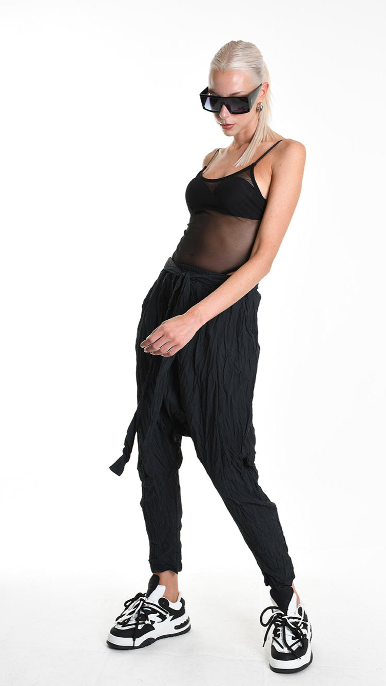 A34R W504125 TROUSER Over Cotton Organic Crumpled Black