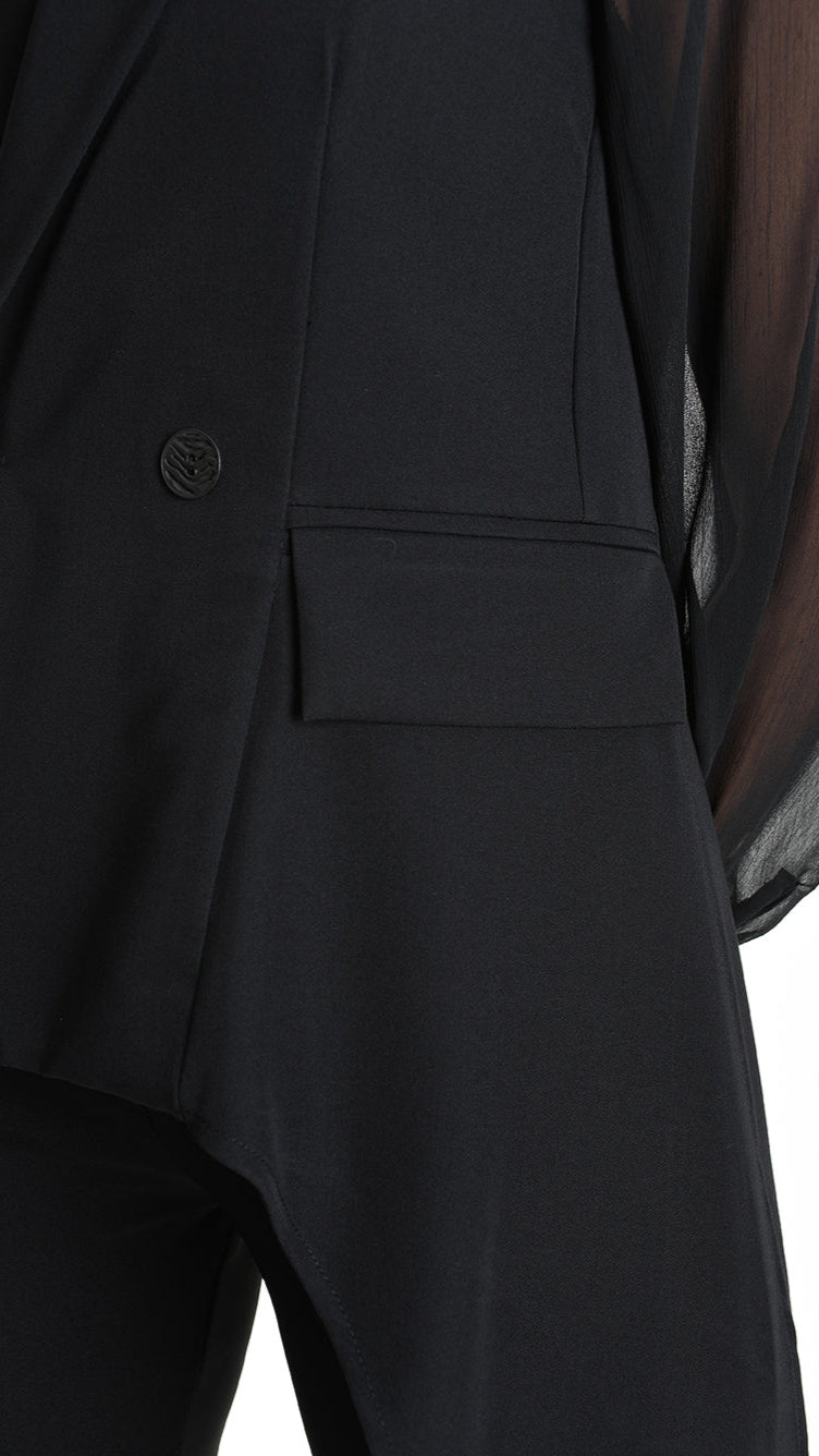 A34R W505325 JACKET Asymmetric Fluido & Georgette Lined Black