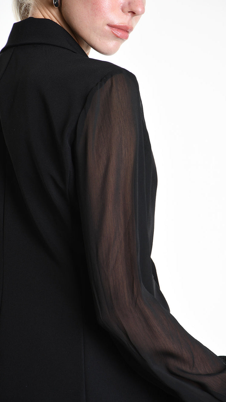 A34R W505325 JACKET Asymmetric Fluido & Georgette Lined Black