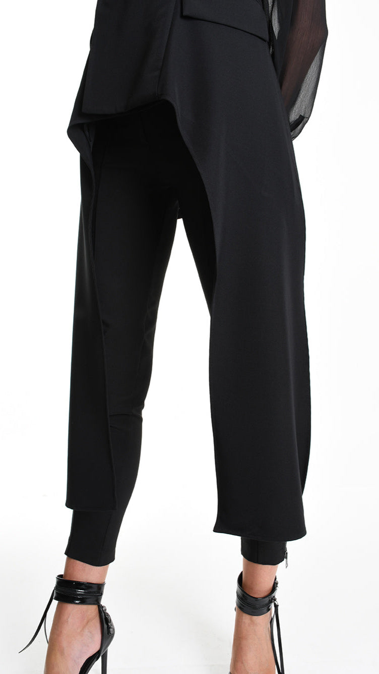 A34R W505325 JACKET Asymmetric Fluido & Georgette Lined Black