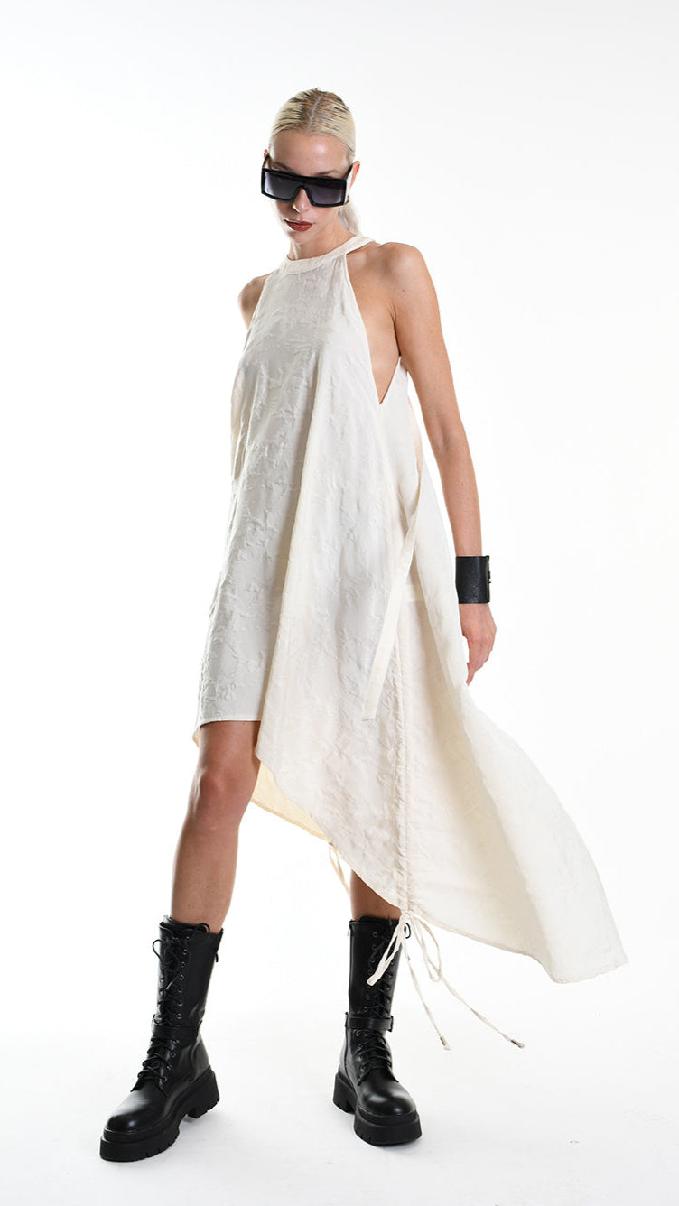 A34R W507225 DRESS Ayimmetric Cotton-Viscose Jacquard Ecru