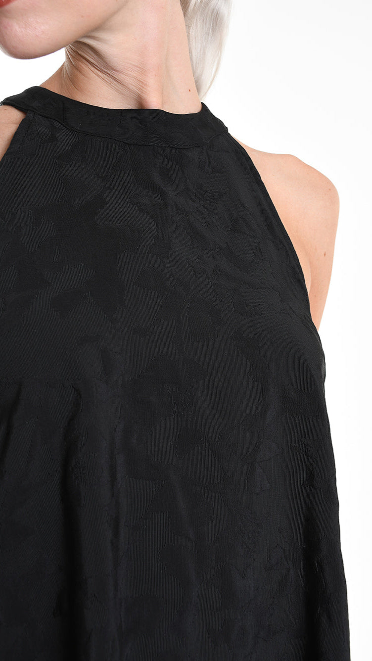 A34R W507225 DRESS Asymmetric Cotton-Viscose Jacquard Black