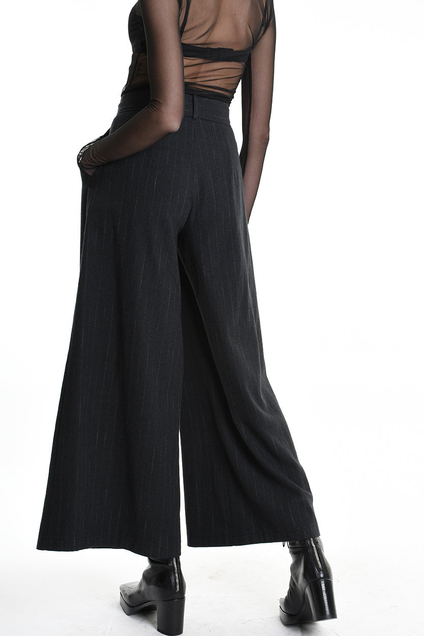 4R W5144 TROUSER Wide Fit Blend Cotton Black LA HAINE INSIDE US