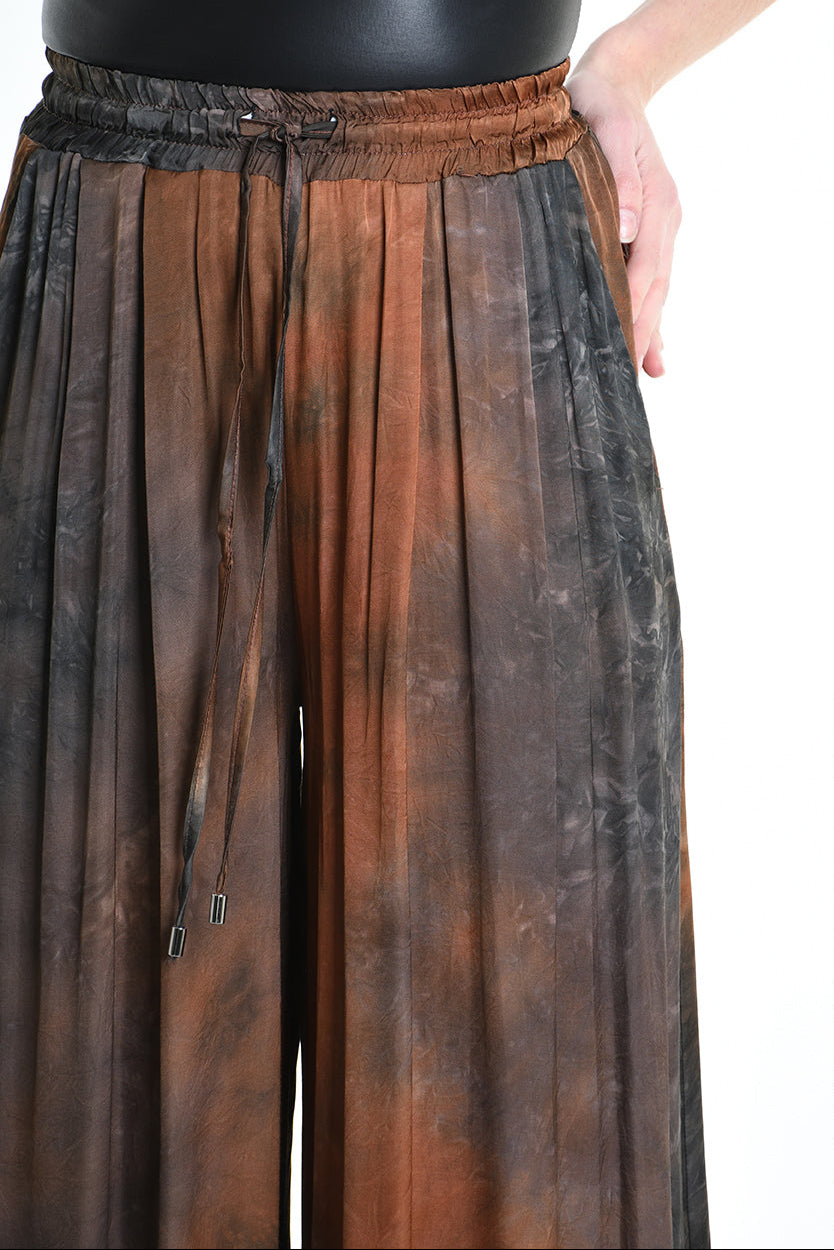 4R W5161 TROUSER Wide Fit Viscose Satin Dyed Black WOMAN TEPHRA