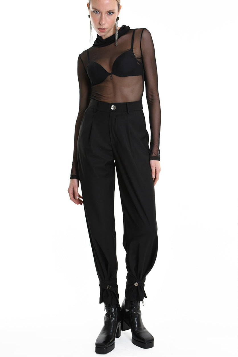 4R W5162 TROUSER Regular Fluid Black LA HAINE INSIDE US