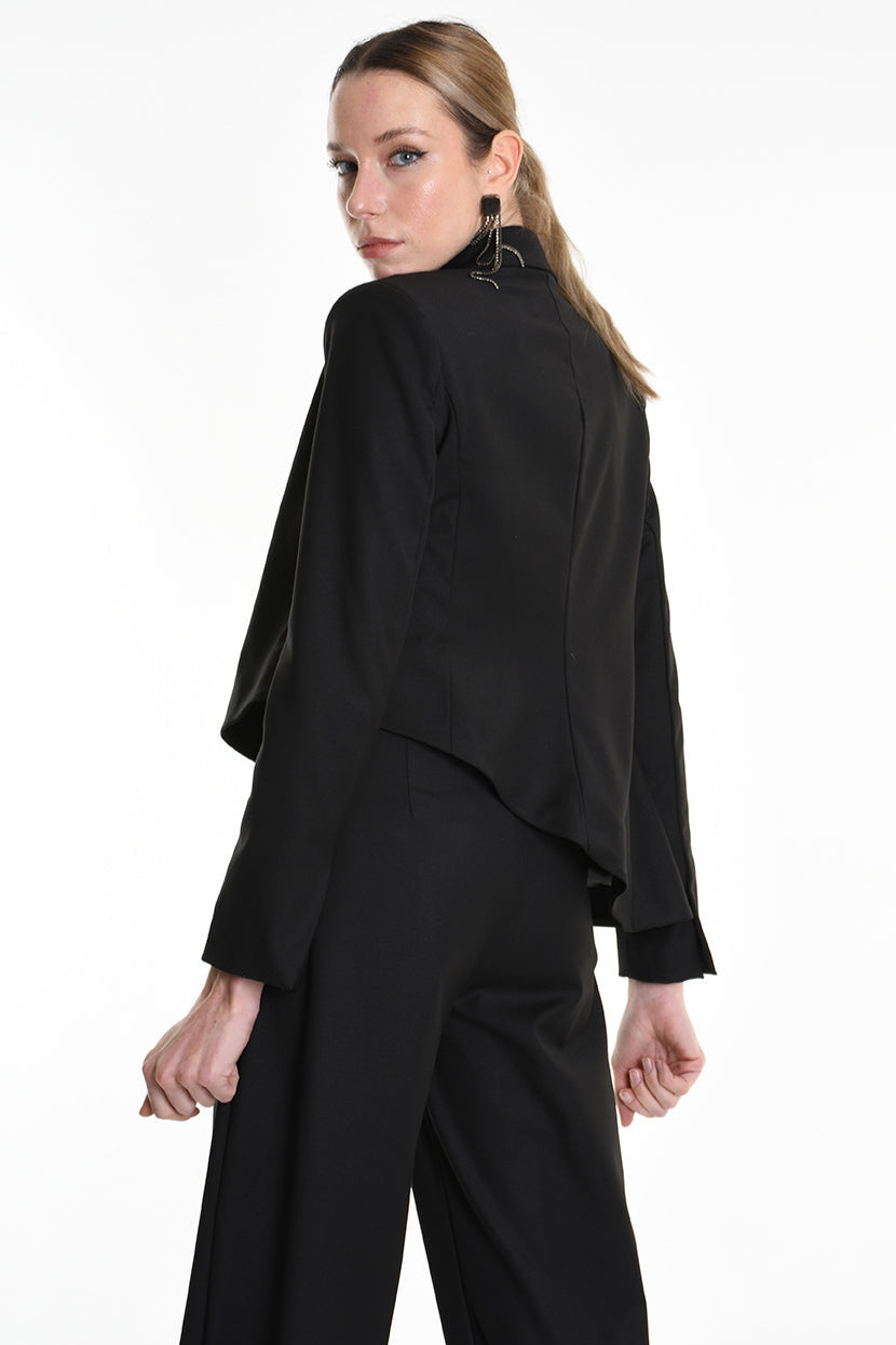 4R W5163 ASYMMETRICAL JACKET in Fluid Fabric Black LA HAINE INSIDE US