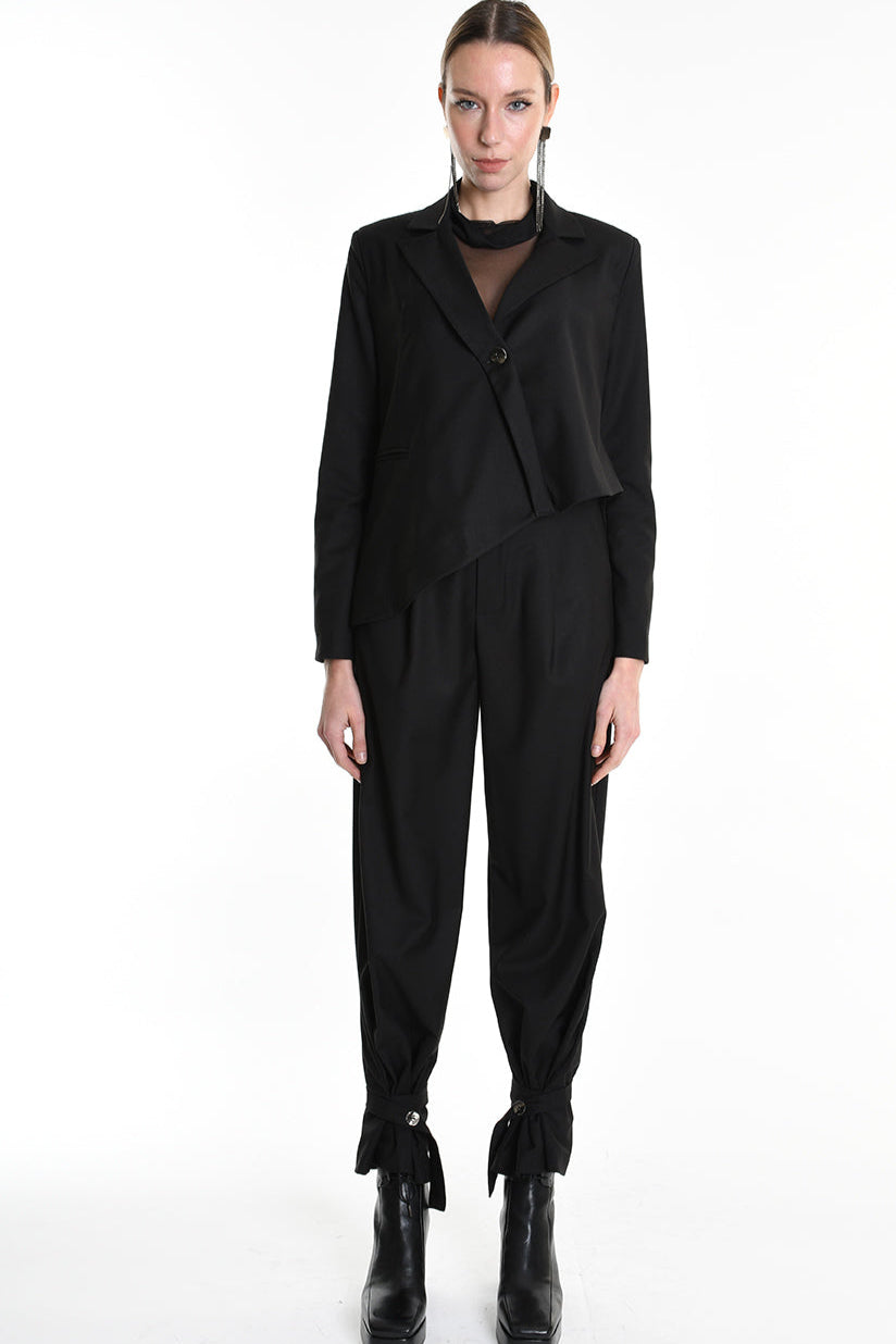 4R W5163 ASYMMETRICAL JACKET in Fluid Fabric Black LA HAINE INSIDE US