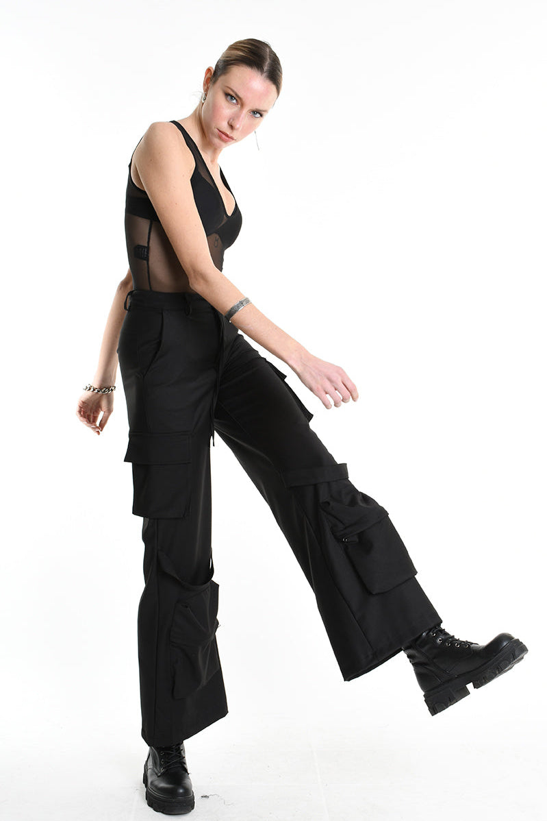 4R W5180 TROUSER Wide Fit Fluid Black WOMAN LA HAINE INSIDE US